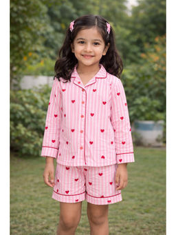Fairies Forever - Pink Stripes With Heart Night Shirt With Shorts