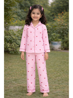 Fairies Forever - Pink Stripes With Heart Night Shirt With Pyjama