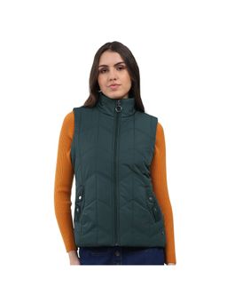 Monte Carlo - Women High Neck Sleeveless Green Jacket