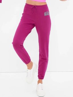GAP - Women Pink Logo Print Mid-Rise Joggers