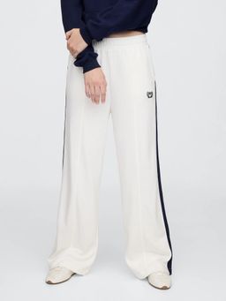 GAP - Women Off White Vertical-Stripes Relaxed Fit Track Pants