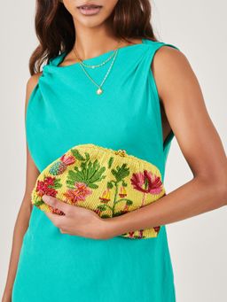 Accessorize London - Womens Floral Beaded Clip Clutch Bag