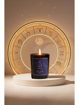 SEVA HOME - Leo Zodiac Candle Soy Wax Candle Hand-Poured Candle Kesar Rose Juhi Fragrance