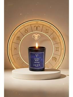 SEVA HOME - Aries Zodiac Candle Soy Wax Candle Hand-Poured Candle Kesar Rose Juhi Fragrance