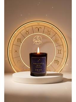 SEVA HOME - Sagittarius Zodiac Candle Soy Wax Hand-Poured Candle Kewda & White Sandalwood Fragrance