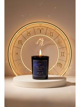 SEVA HOME - Aquarius Zodiac Candle Soy Wax Candle Hand-Poured Candle Loban & Mitti Fragrance