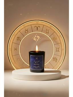 SEVA HOME - Pisces Zodiac Candle Soy Wax Candle Hand-Poured Candle Kesar & Rajnigandha Fragrance