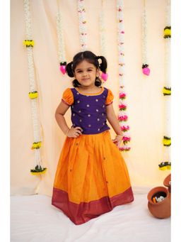 EKANTA - Pooja Orange And Violet Mini Lehenga with Choli (Set of 2)