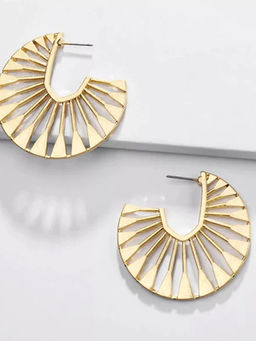 OOMPH - Gold Tone Filigree Half Hoop Fashion Drop Earrings For Women & Girls