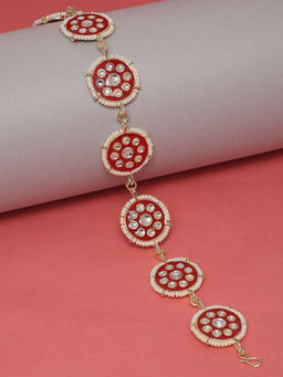OOMPH - Red Meenakari Enamel & Kundan Traditional Wedding Bridal Hair Chain / Hair Band