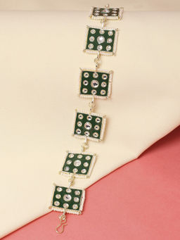 OOMPH - Green Meenakari Enamel & Kundan Wedding Bridal Hair Chain / Hair Band