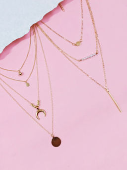 OOMPH - Combo of 2 Gold Beads Horse Shoe Goodluck Multi Layer Necklace For Women & Girls