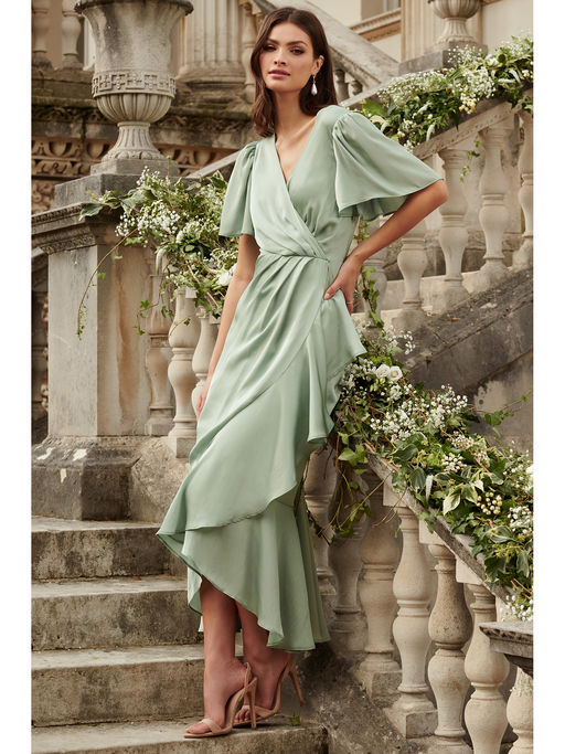 Bardot Midi Lipsy Bardot Maxi Dress With Ruffle Wrap Front Lipsy X