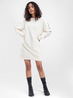 Bewakoof - Women's Gardenia Cold Ouside Typography Plus Size Oversized Dress