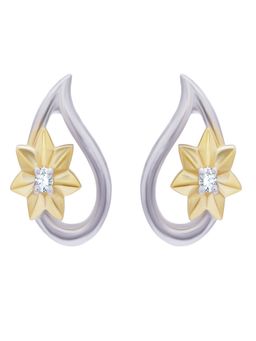 WHP Jewellers - Water Drop and Flower Diamond Earring in Dual Color 18KT Gold
