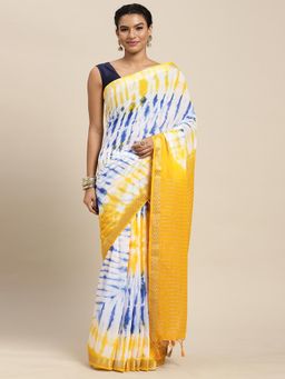 Mimosa - Women's Kanjivaram Chiffon Multi-Color Saree with Unstitched Blouse