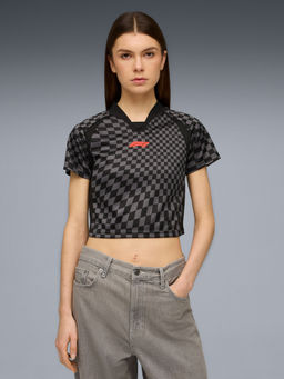 Puma - Black F1 High-Neck Printed Crop Jersey