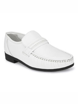 Hitz - Men's White Leather Slip-on Comfort Shoes