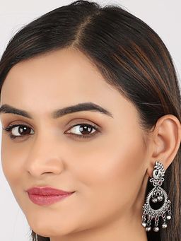 STUDIO B40 - Red Peacock Silver Toned Brass Earrings