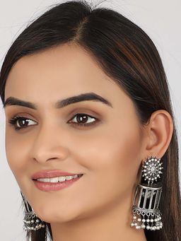 STUDIO B40 - Tale Shape Handcrafted Silver Toned Brass Earrings