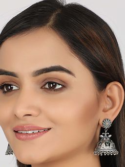 STUDIO B40 - Green Silver Toned Brass Earrings