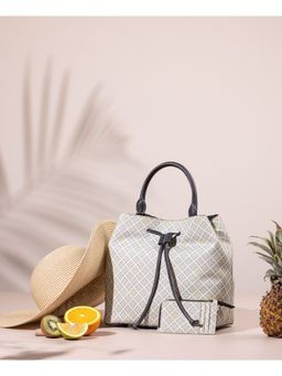 The Leather Garden - Womens Florida Bucket Bag Off White with Pouch