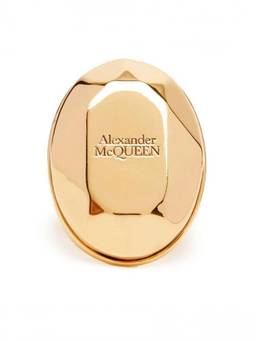 Alexander McQueen - Golden Stone Logo Ring (5.5)