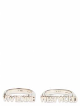 Vivienne Westwood - Silver Logo Rings Set (Pack of 2)