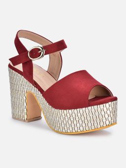 VALIOSAA - Maroon Solid-plain Heels