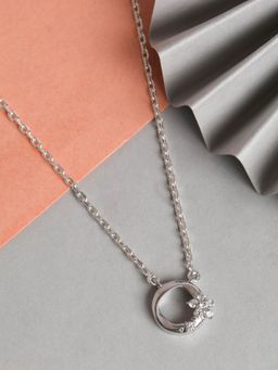 CLARA - 925 Silver Rhodium Plated Swiss Zirconia Jules Pendant Chain Necklace for Women