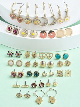 Zaveri Pearls - Set of 25Multi-Color Contemporary Studs & Drop Earrings ZPFK15138