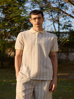 Muvazo - Stracciatella Crochet Polo T-Shirt
