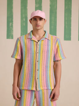 Muvazo - Kaleido Stripes Crochet Shirt