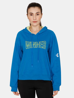 Zivame - Zelocity Relaxed Fit Hoodie Sweatshirt - Mykonos Blue