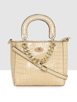 ESBEDA - Beige Color Croco Embossed Medium Handbag For Women
