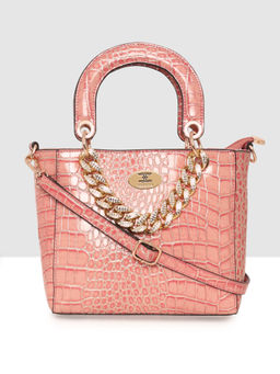 ESBEDA - Pink Color Croco Embossed Medium Handbag For Women