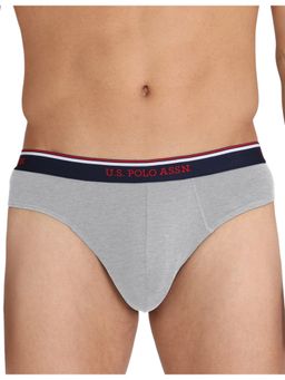 U.S. POLO ASSN. - Men Grey Melange I666 Natural Cotton Briefs (Pack of 2)