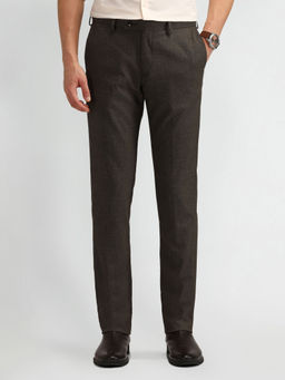 Arrow - Textured Brown Polyester Trousers