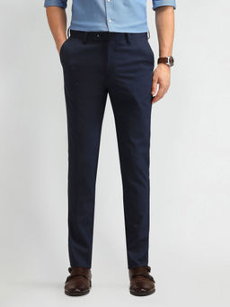 Arrow - Textured Blue Polyester Trousers