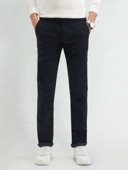 Arrow Sports - Textured Black Cotton Trousers