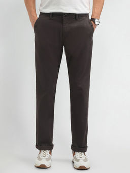 Arrow Sports - Textured Brown Cotton Trousers