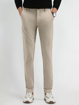 Arrow Sports - Solid Beige Rayon Trousers