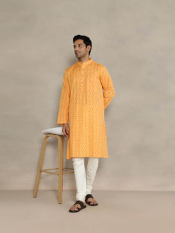 Fabindia - Yellow Cotton Striped Comfort Fit Kurta