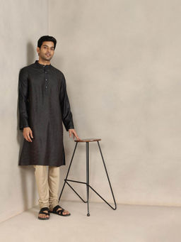 Fabindia - Black Silk Sequined Long Kurta