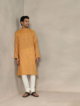 Fabindia - Yellow Cotton Striped Comfort Fit Kurta