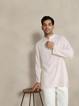 Fabindia - Off White Viscose Blend Striped Comfort Fit Kurta