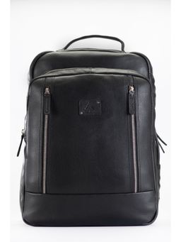 PICCO MASSIMO - Black Premium Leather Laptop Backpack for 15.6 Inch laptop