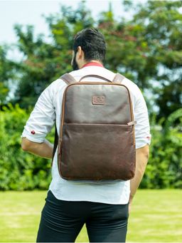 PICCO MASSIMO - Brown Premium Leather Work-Casual Laptop Backpacks