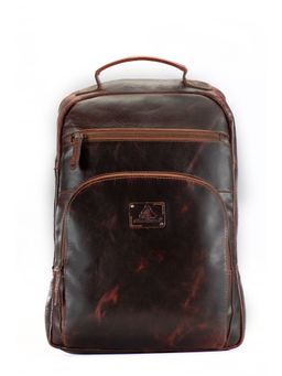 PICCO MASSIMO - Brown Leather Laptop Backpack