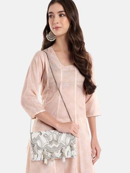 Anekaant - Tassel Tales Ethnic Embellished Satin Clutch with Detachable Chain